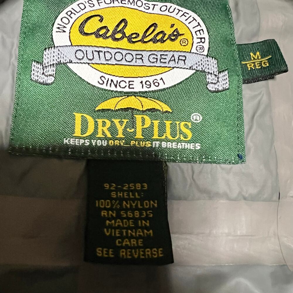 Cabela's Jacket Mens Medium DryPlus Windbreaker Rain Nylon Hooded ** - Picture 9 of 9